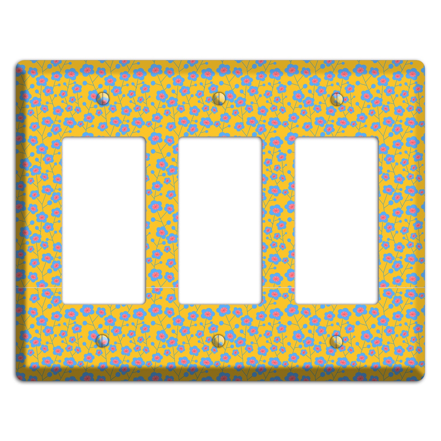 Yellow Blue Pink Calico 3 Rocker Wallplate