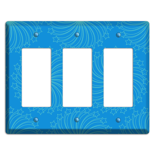 Multi Blue Star Swirl 3 Rocker Wallplate