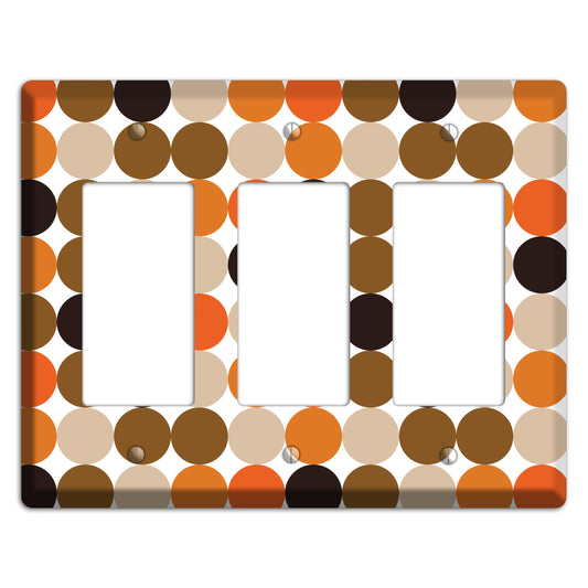 Orange Brown Black Beige Tiled Dots 3 Rocker Wallplate