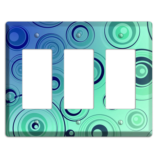 Blue and Green Circles 3 Rocker Wallplate