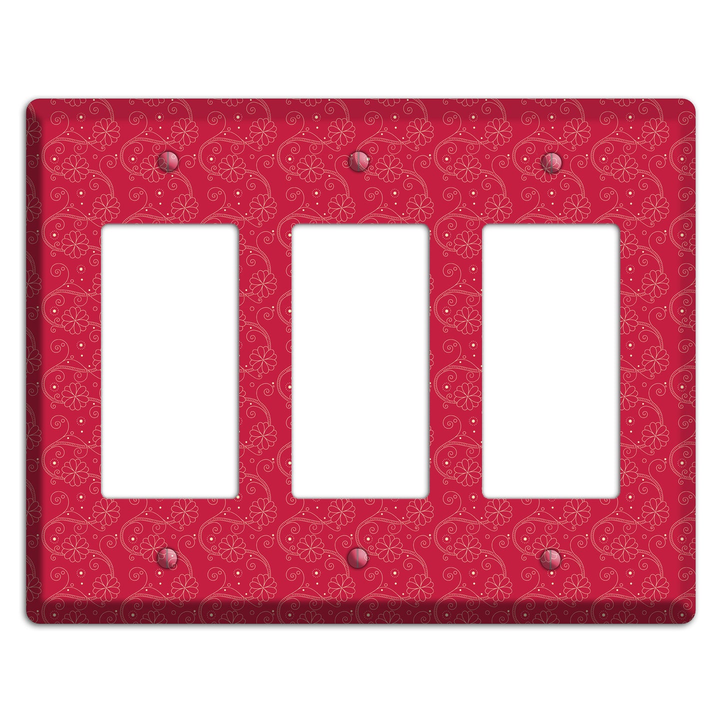 Tiny Red Floral Swirl 3 Rocker Wallplate