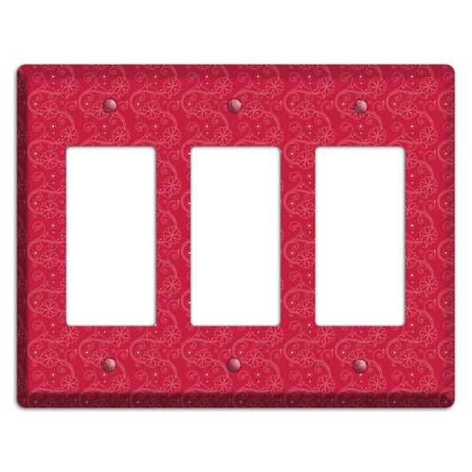 Tiny Red Floral Swirl 3 Rocker Wallplate