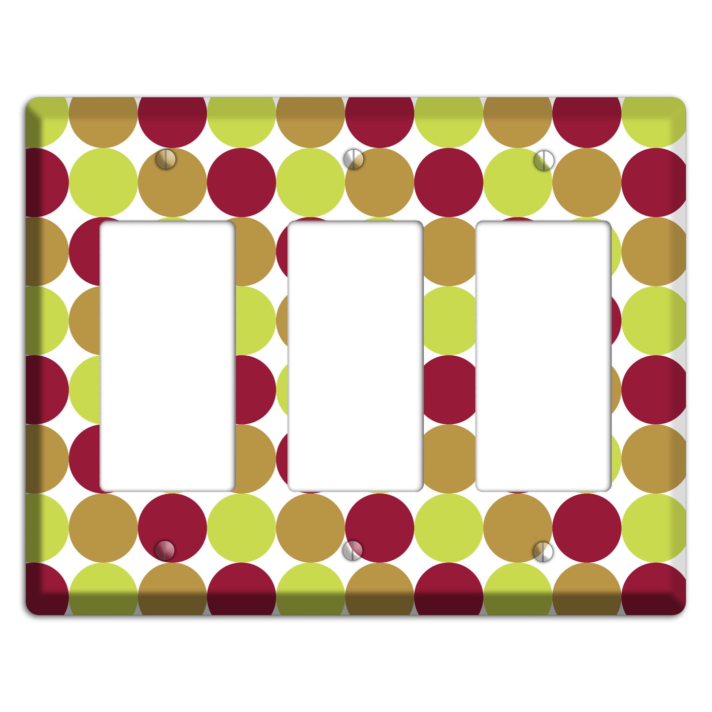 Lime Brown Maroon Tiled Dots 3 Rocker Wallplate