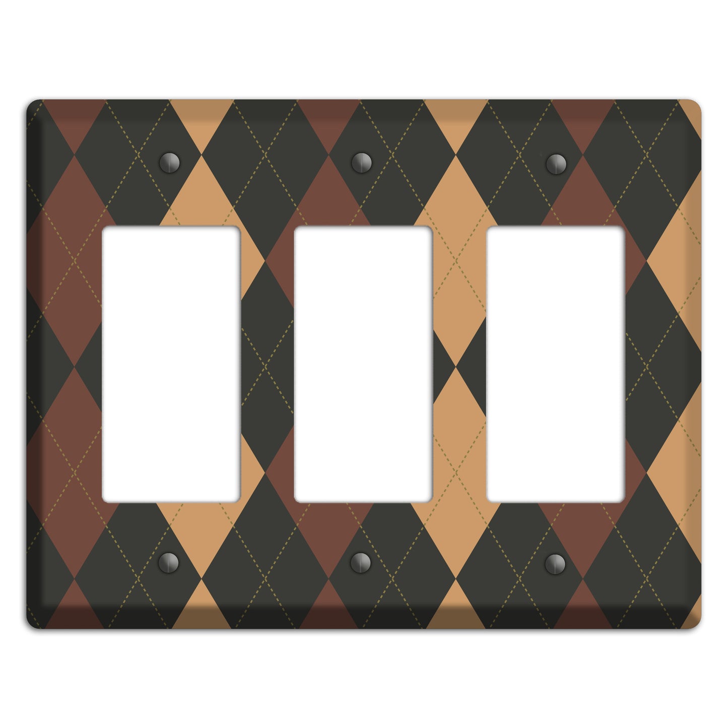 Maroon and Tan Argyle 3 Rocker Wallplate