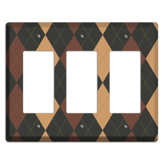 Maroon and Tan Argyle 3 Rocker Wallplate