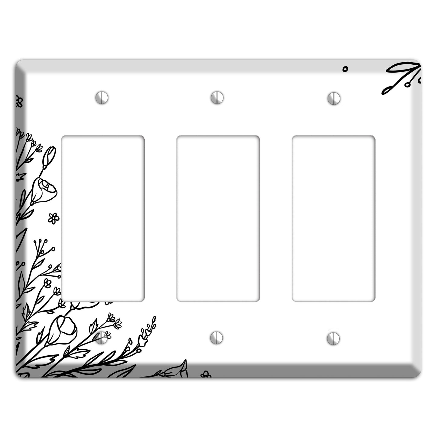 Hand-Drawn Floral 35 3 Rocker Wallplate