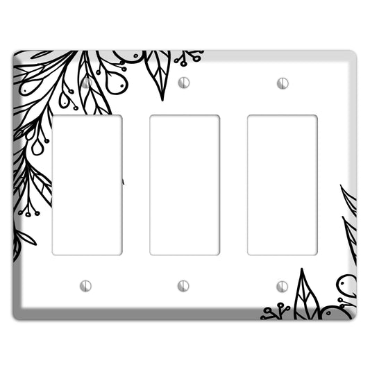 Hand-Drawn Floral 23 3 Rocker Wallplate