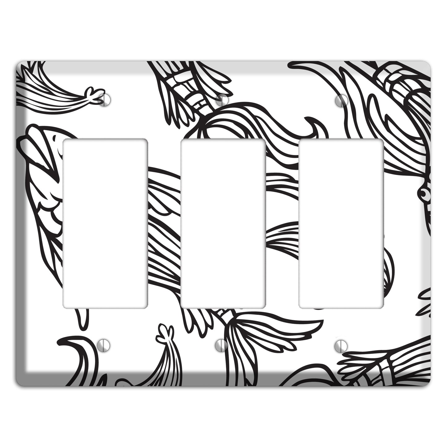 White and Black Koi 3 Rocker Wallplate