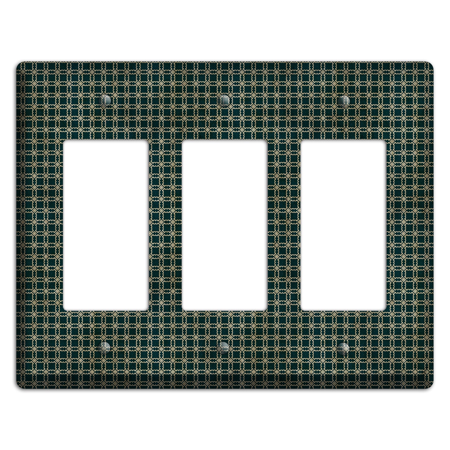 Dark Green Grunge Tiled Tiny Arabesque 3 Rocker Wallplate