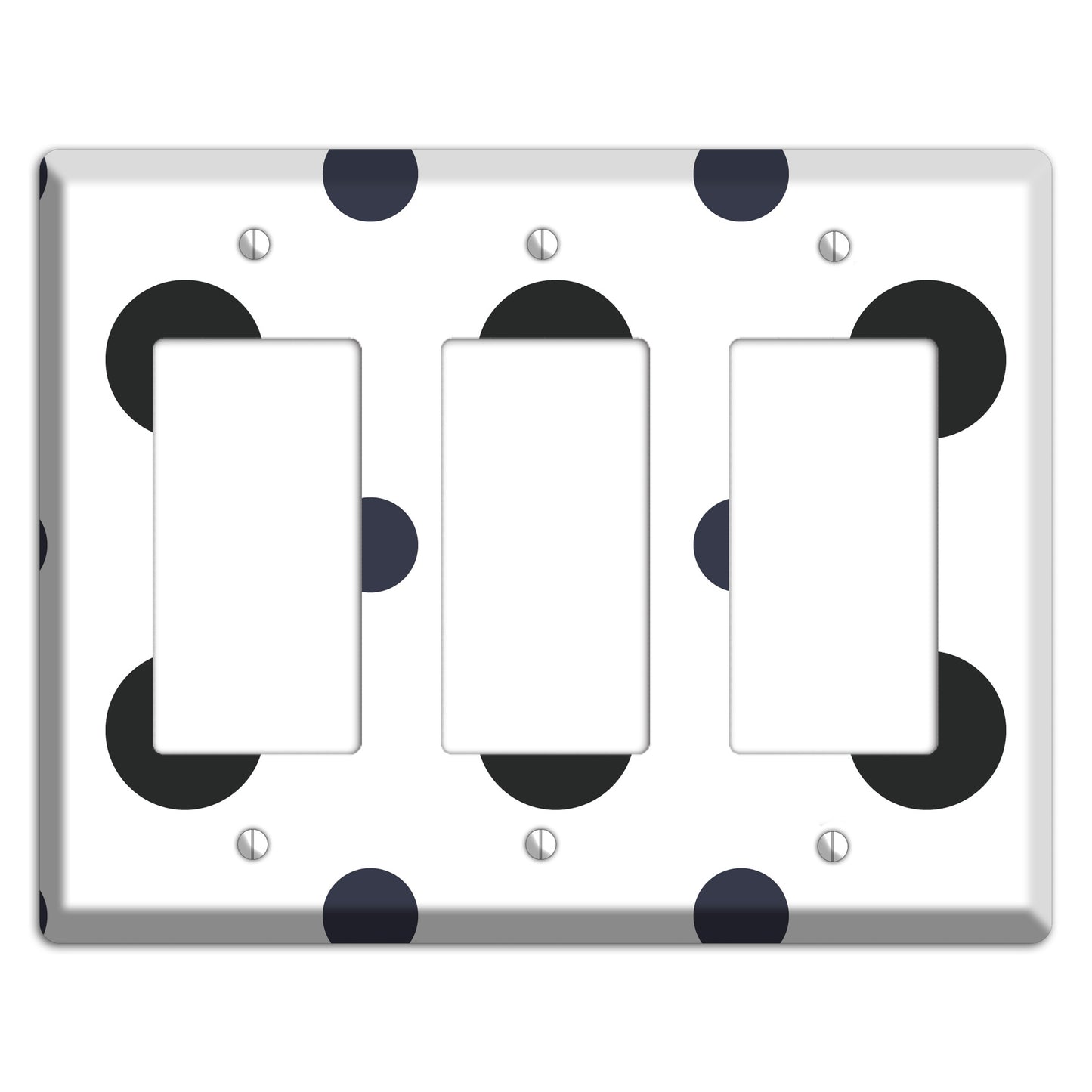 Black Multi Medium Polka Dots 3 Rocker Wallplate