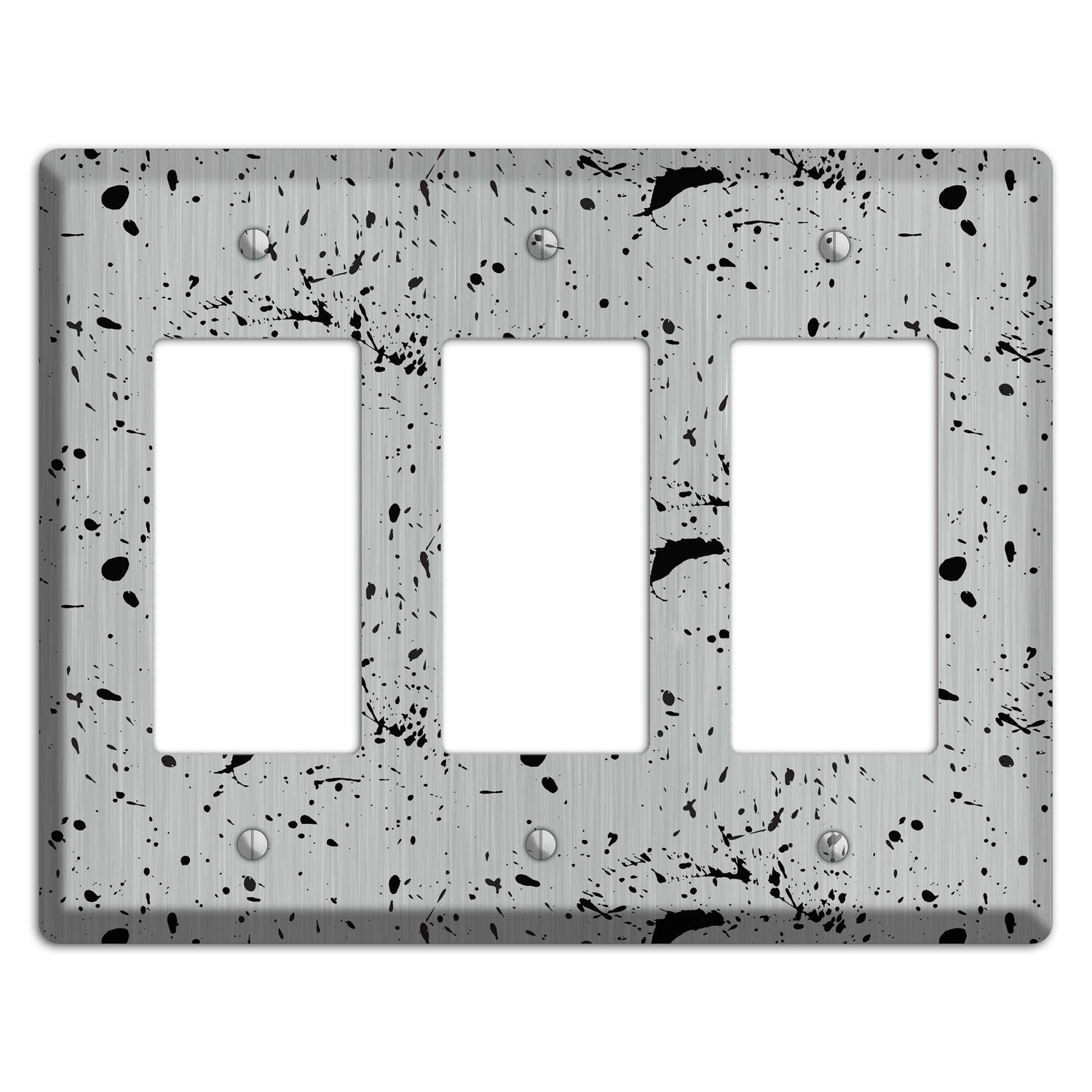 Ink Splash 5 Stainless 3 Rocker Wallplate