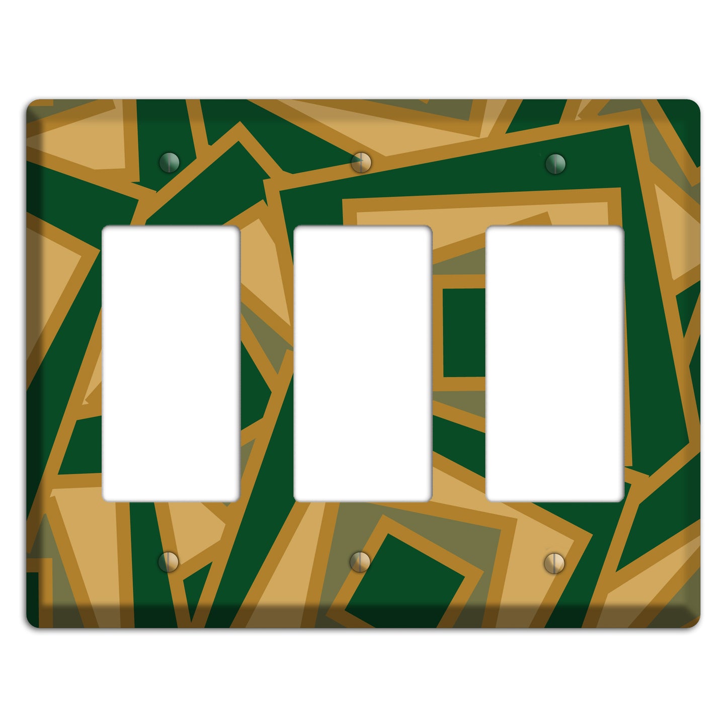 Green and Beige Retro Cubist 3 Rocker Wallplate