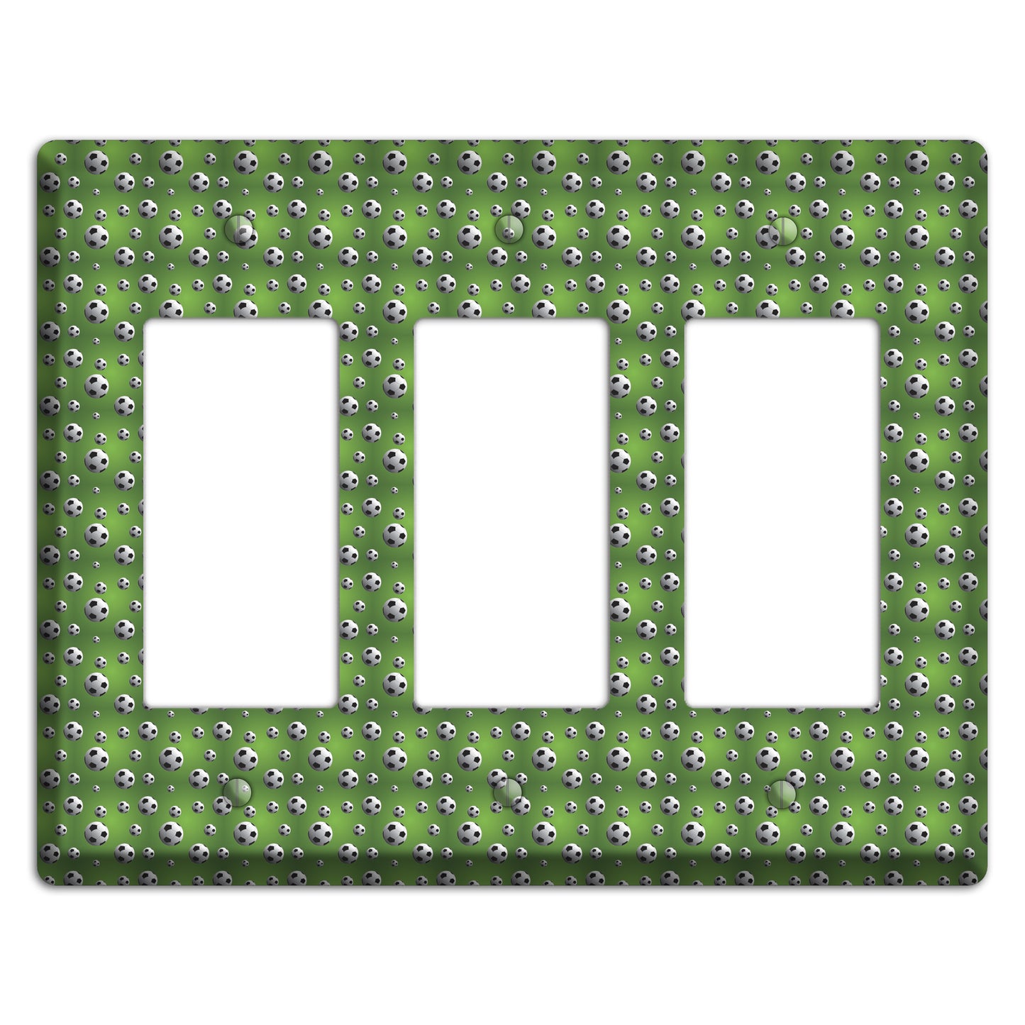 Green with Soccer Balls 3 Rocker Wallplate