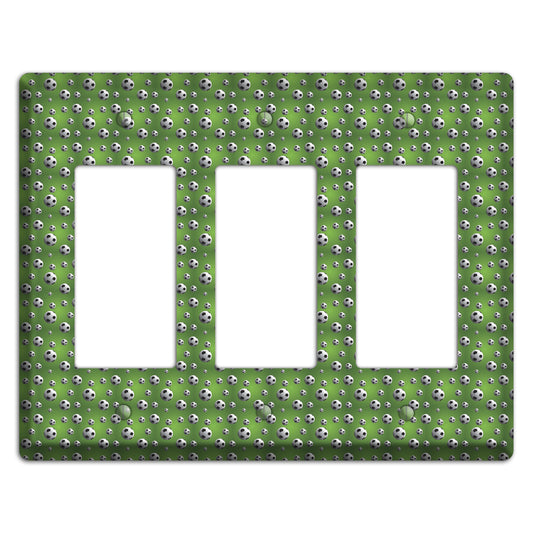 Green with Soccer Balls 3 Rocker Wallplate