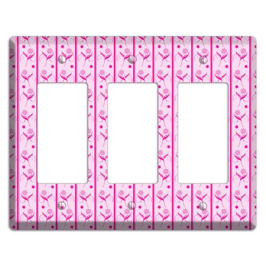 Pink Floral Pattern 3 Rocker Wallplate