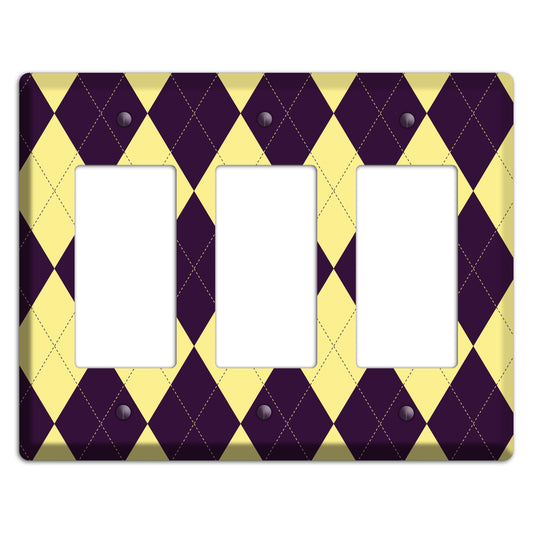 Yellow and Black Argyle 3 Rocker Wallplate