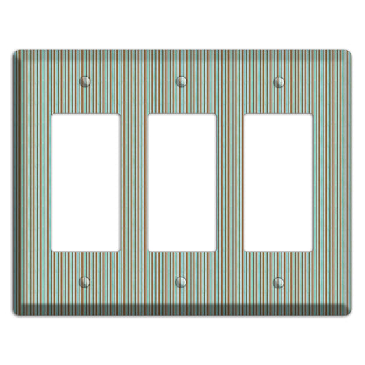 Multi Aqua Vertical Stripe 3 Rocker Wallplate