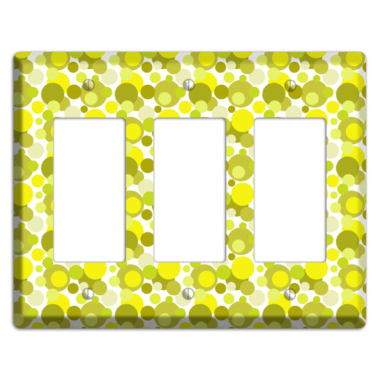 Multi Olive Bubble Dots 3 Rocker Wallplate