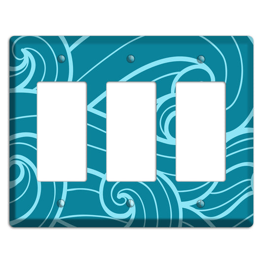 Abstract Curl Turquois 3 Rocker Wallplate