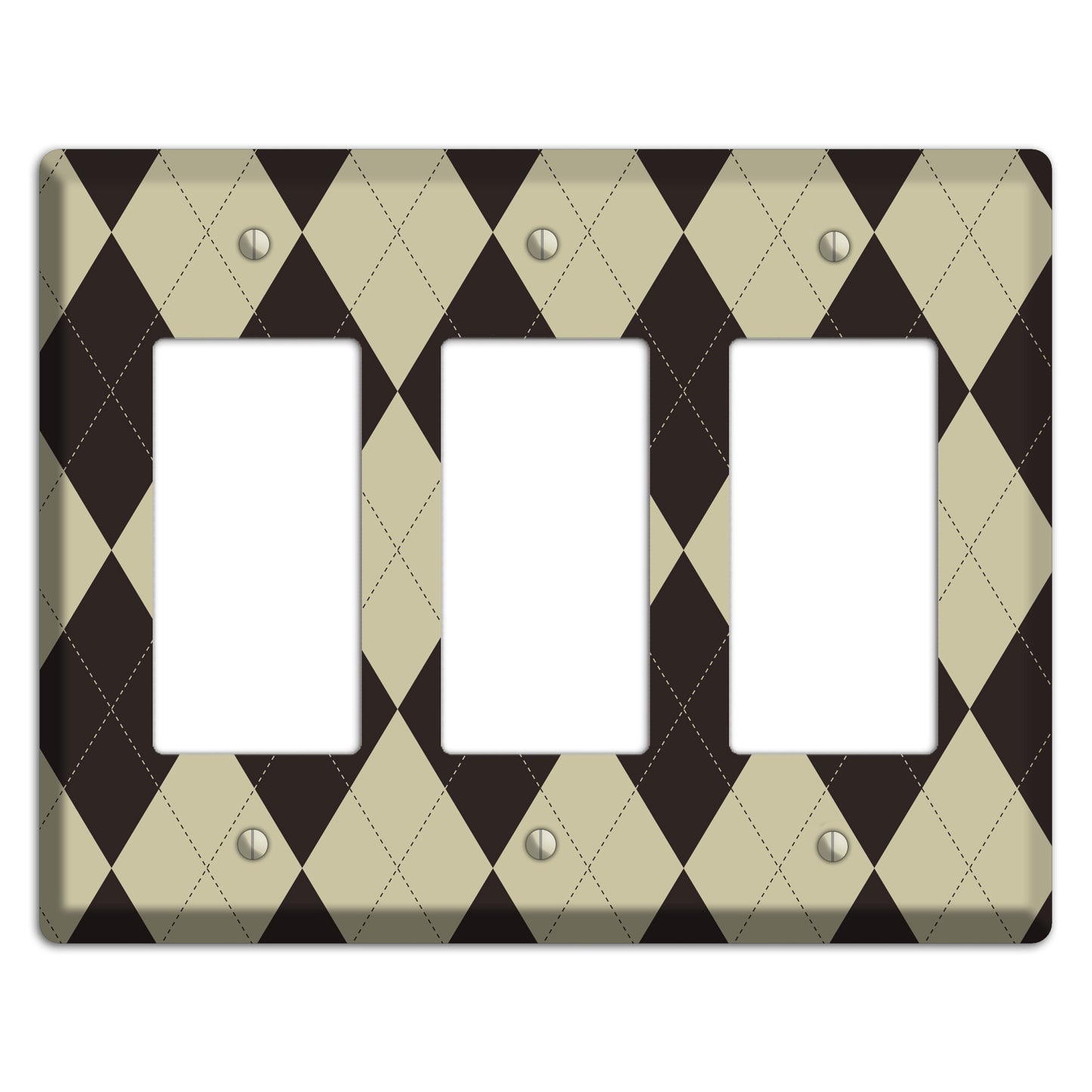 Beige and Black Argyle 3 Rocker Wallplate