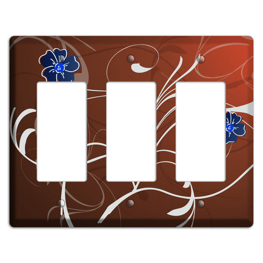 Brown Flower with Swirl 3 Rocker Wallplate