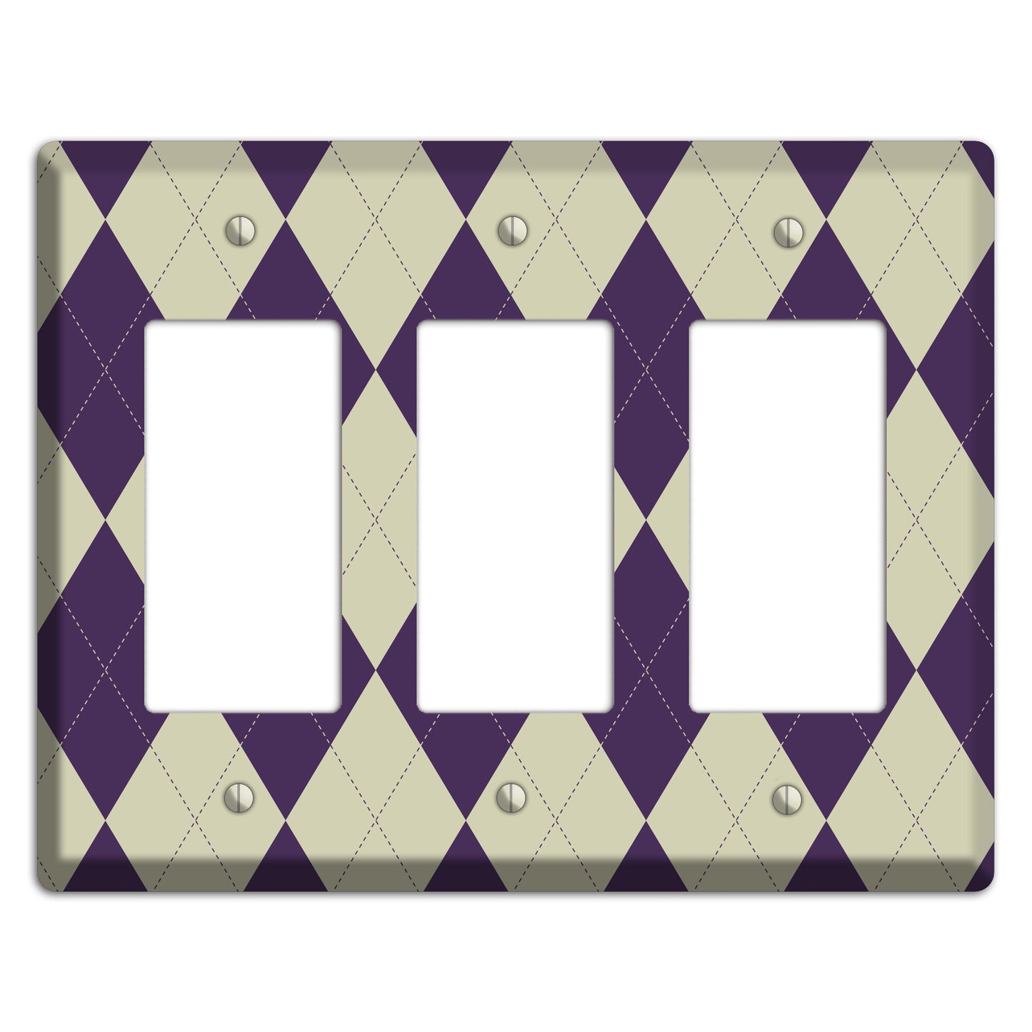 Purple and Tan Argyle 3 Rocker Wallplate