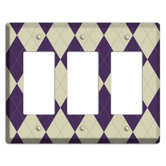 Purple and Tan Argyle 3 Rocker Wallplate