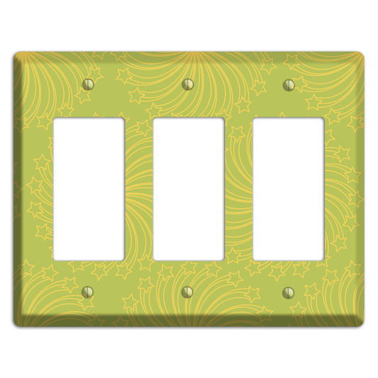 Multi Lime Star Swirl 3 Rocker Wallplate