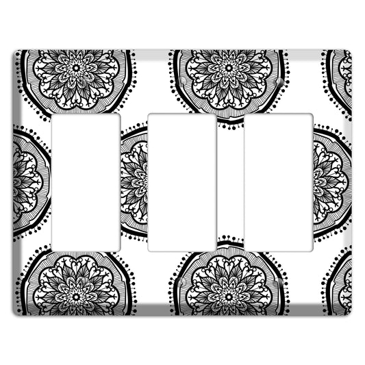 Mandala Black and White Style R Cover Plates 3 Rocker Wallplate