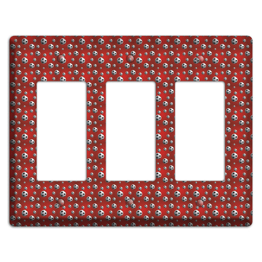 Red with Soccer Balls 3 Rocker Wallplate