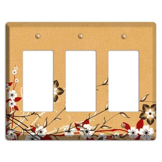 Delicate Red Flowers 2 3 Rocker Wallplate