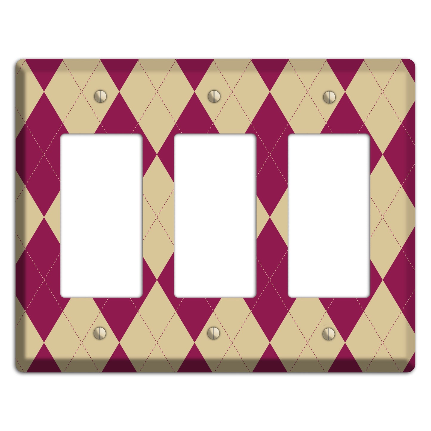 Red and Tan Argyle 3 Rocker Wallplate