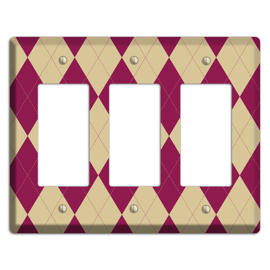 Red and Tan Argyle 3 Rocker Wallplate