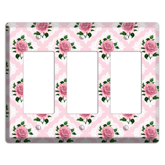 Pink Rose Doily 3 Rocker Wallplate