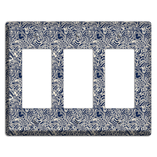 Blue Psychedelic Swirl 3 Rocker Wallplate