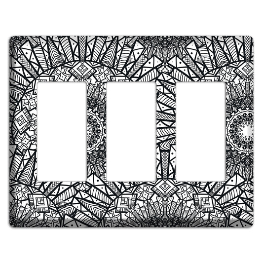 Mandala Black and White Style X Cover Plates 3 Rocker Wallplate