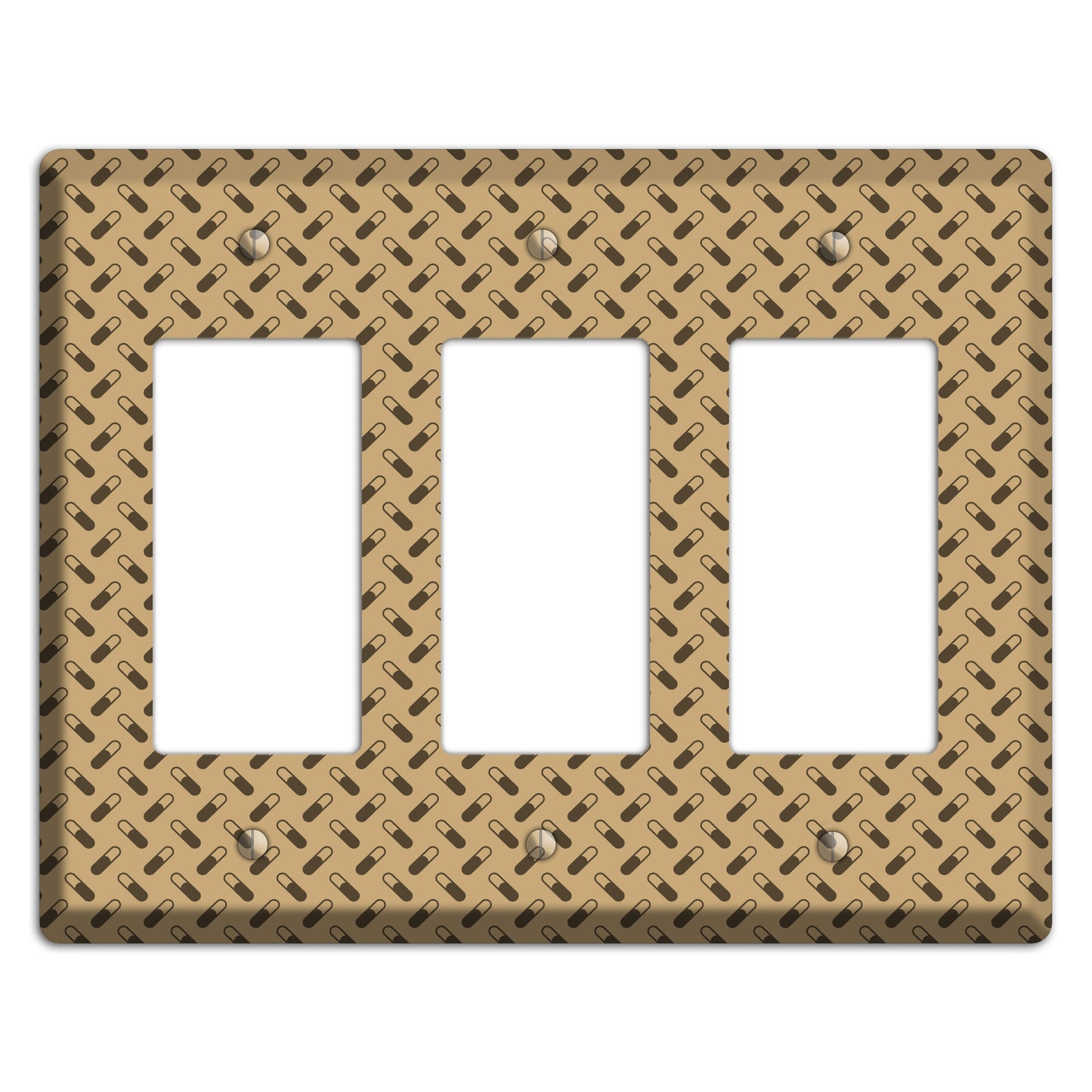 Beige with Brown Motif 3 Rocker Wallplate