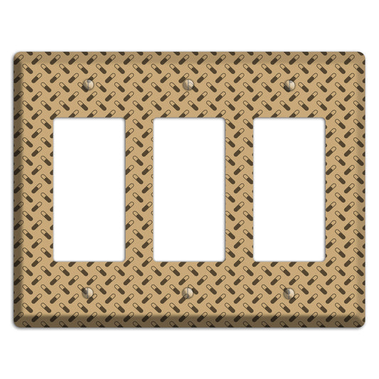 Beige with Brown Motif 3 Rocker Wallplate