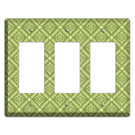 Green Damask diamonds 3 Rocker Wallplate