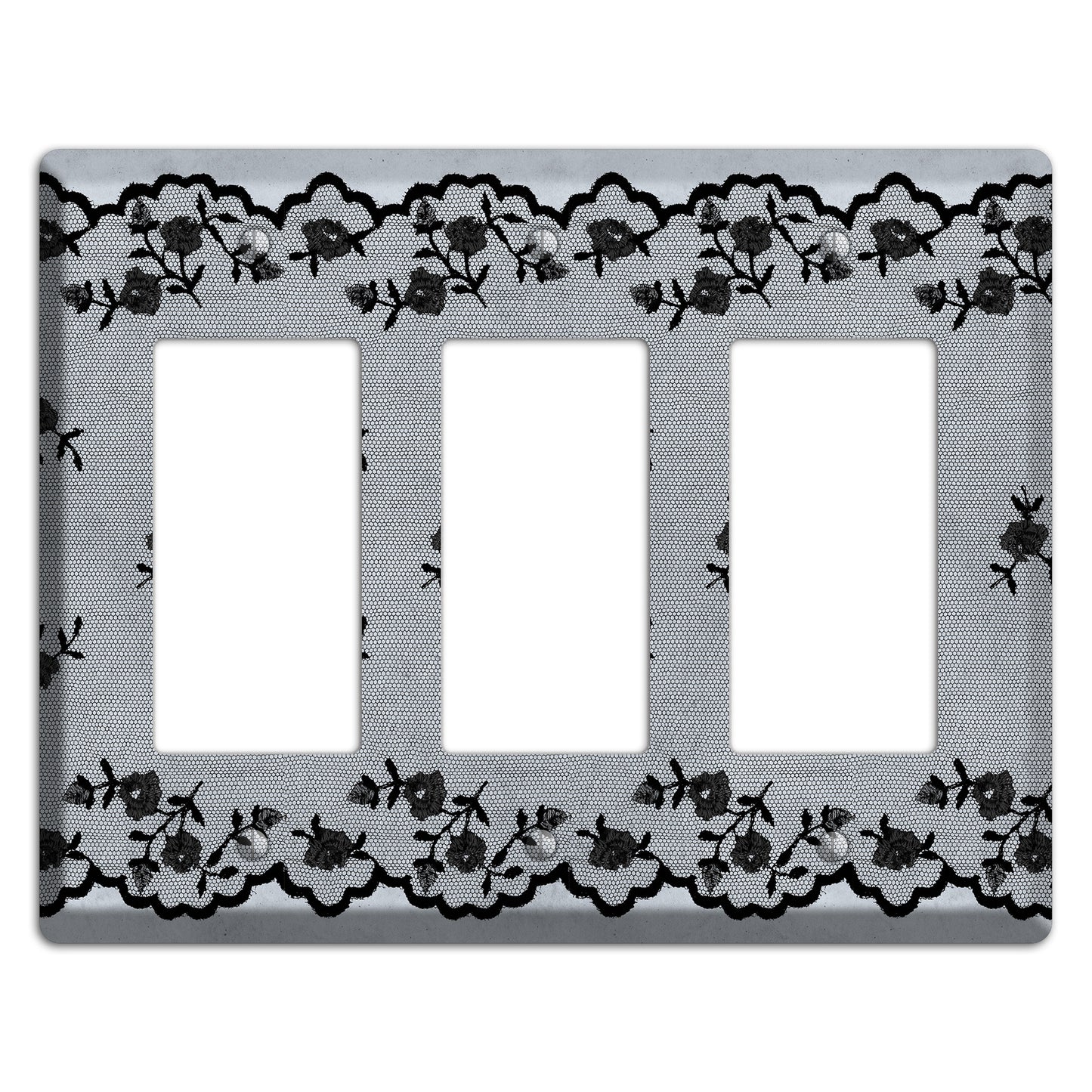 Embroidered Floral Gray 3 Rocker Wallplate