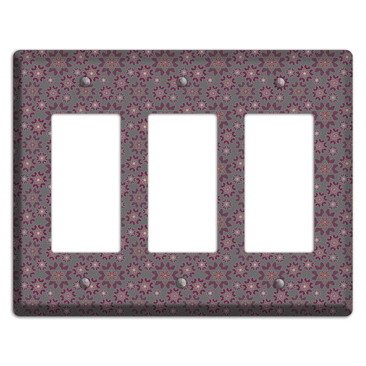 Grey with Tiny Burgundy Retro Suzani 2 3 Rocker Wallplate