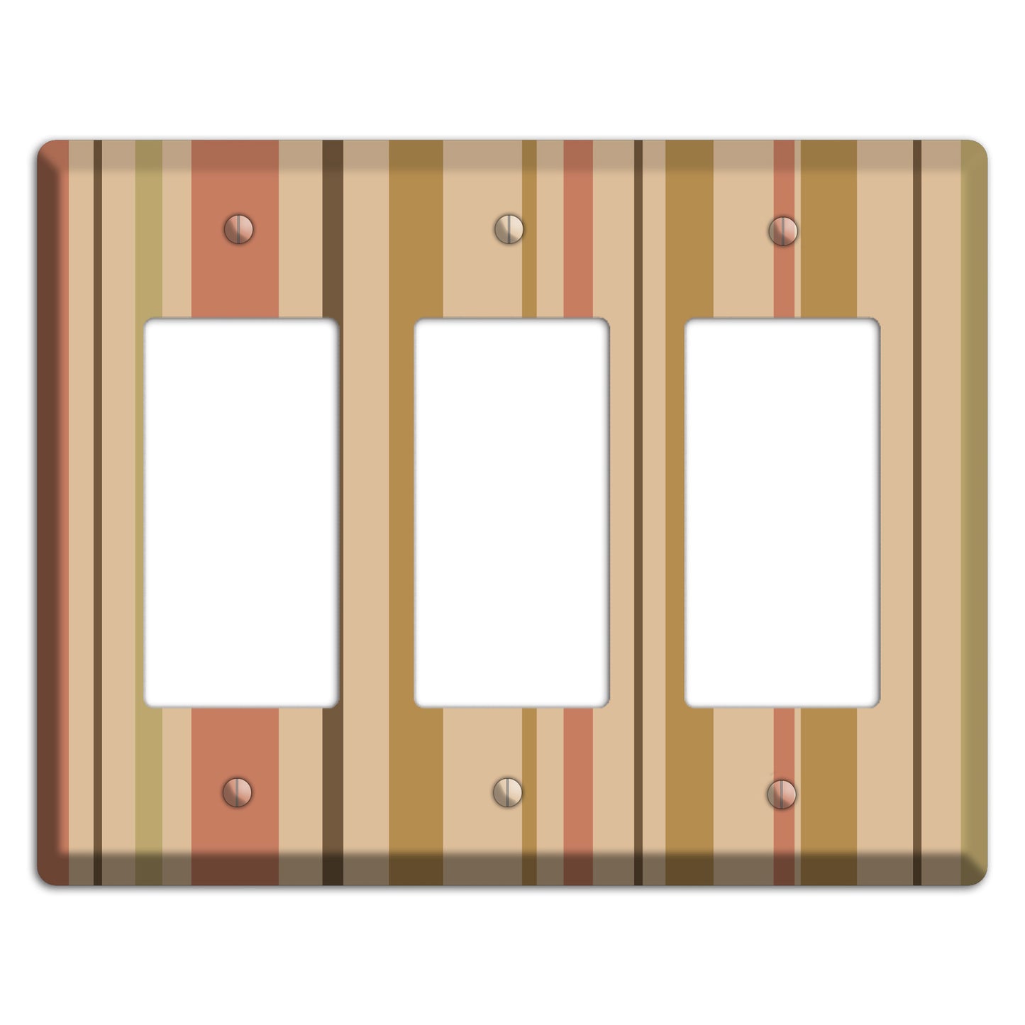 Multi Dusty Pink Vertical Stripes 3 Rocker Wallplate