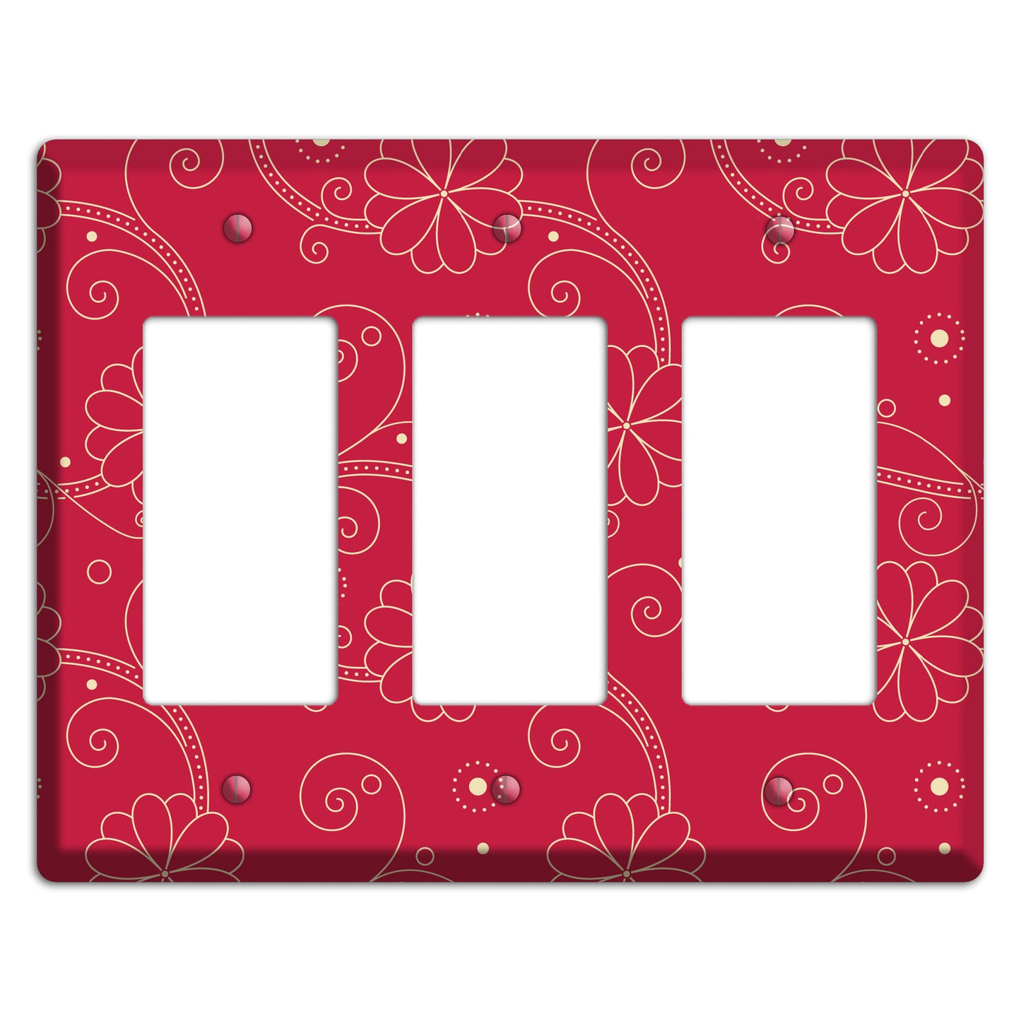 Red Floral Swirl 3 Rocker Wallplate