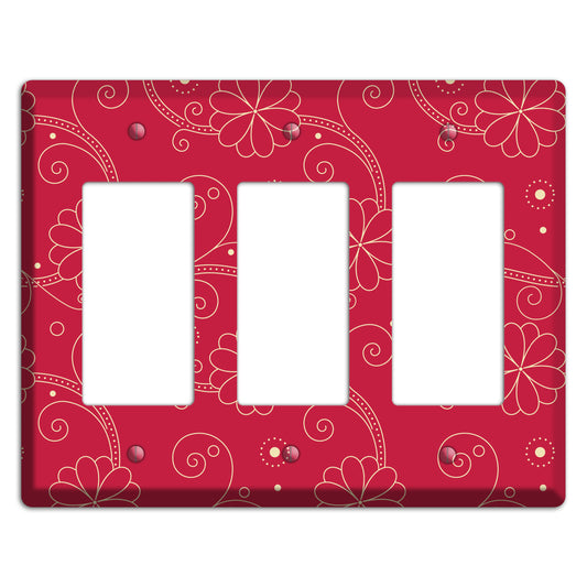 Red Floral Swirl 3 Rocker Wallplate