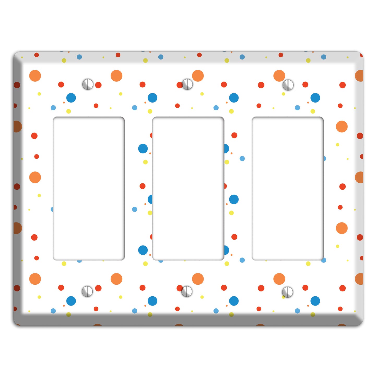 White with Multi Color Small Dots 2 3 Rocker Wallplate