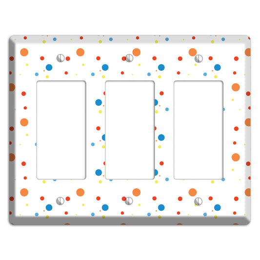 White with Multi Color Small Dots 2 3 Rocker Wallplate