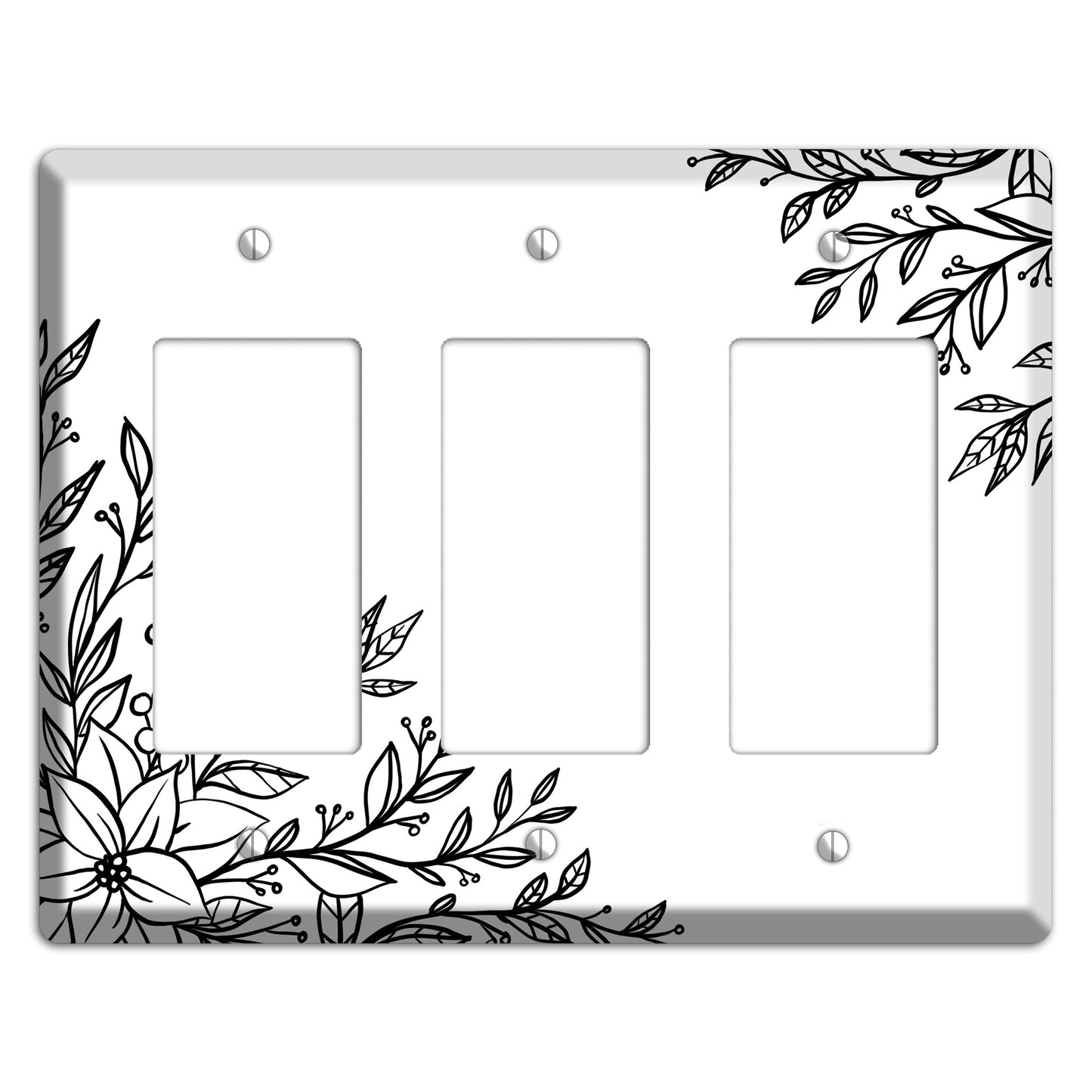 Hand-Drawn Floral 7 3 Rocker Wallplate