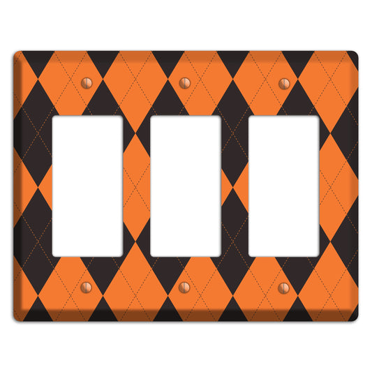 Orange Argyle 3 Rocker Wallplate