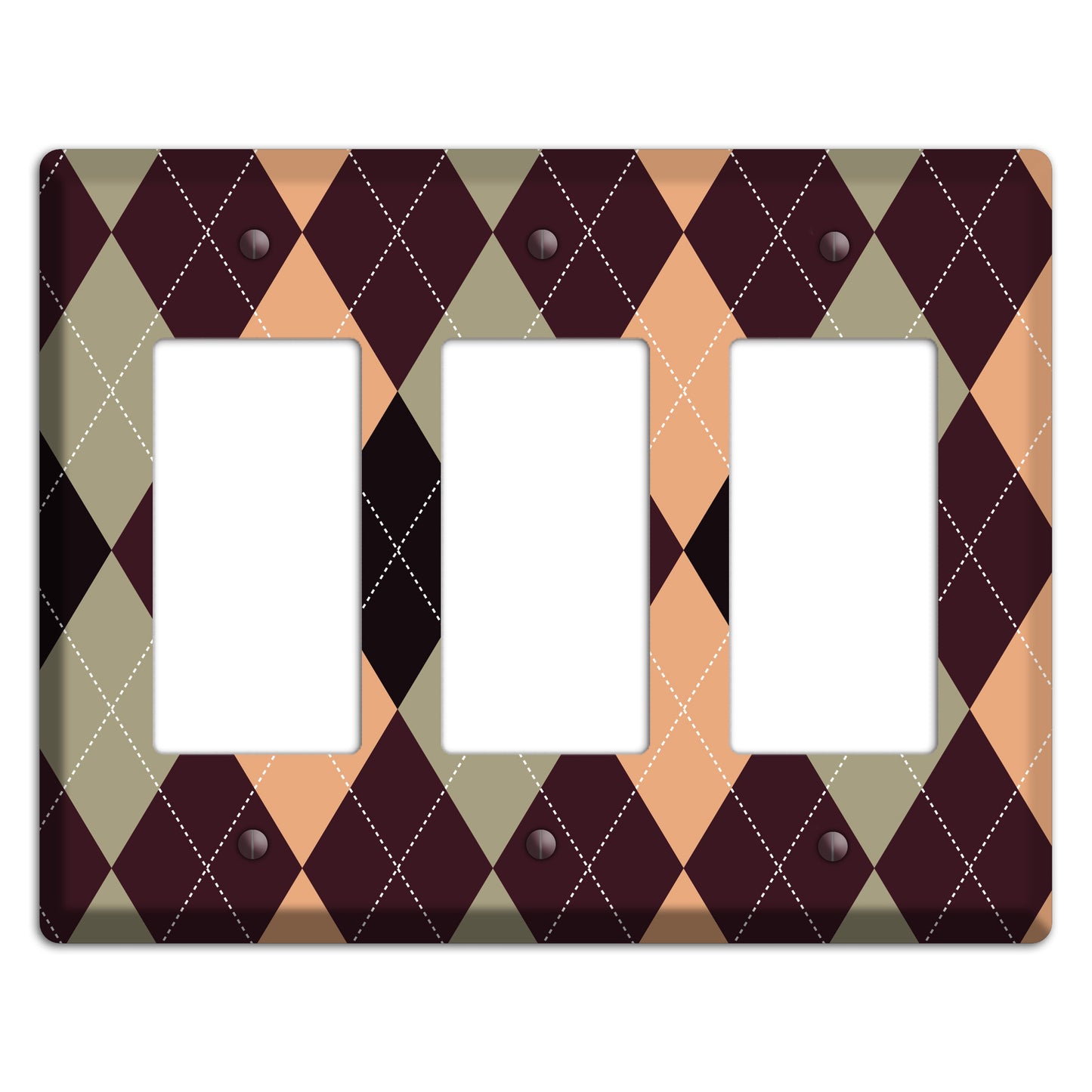 Beige and Brown Argyle 3 Rocker Wallplate