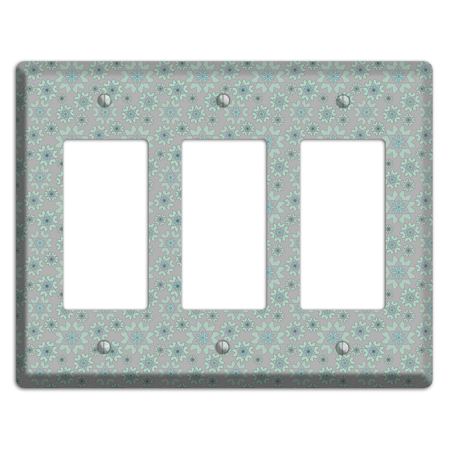 Grey with Tiny Aqua Retro Suzani 2 3 Rocker Wallplate